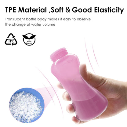 RUFCRIL Mini Peri Bottle, 350ml Portable Travel Bidet with Extra Ring and Carry Bag, TPE Material for High Temperature Resistance, Essentials for Postpartum Perineal Care,Hemorrhoid Treatment, Pink