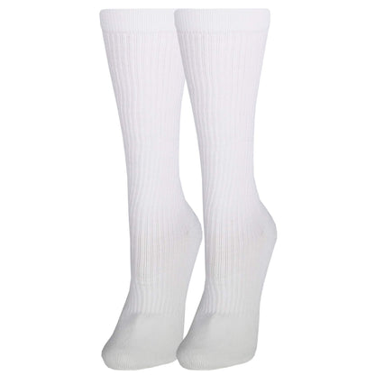 NuVein 15-20 mmHg Medical Compression Socks, Mid Calf Crew Length, Padded Cushion Foot, White, Medium