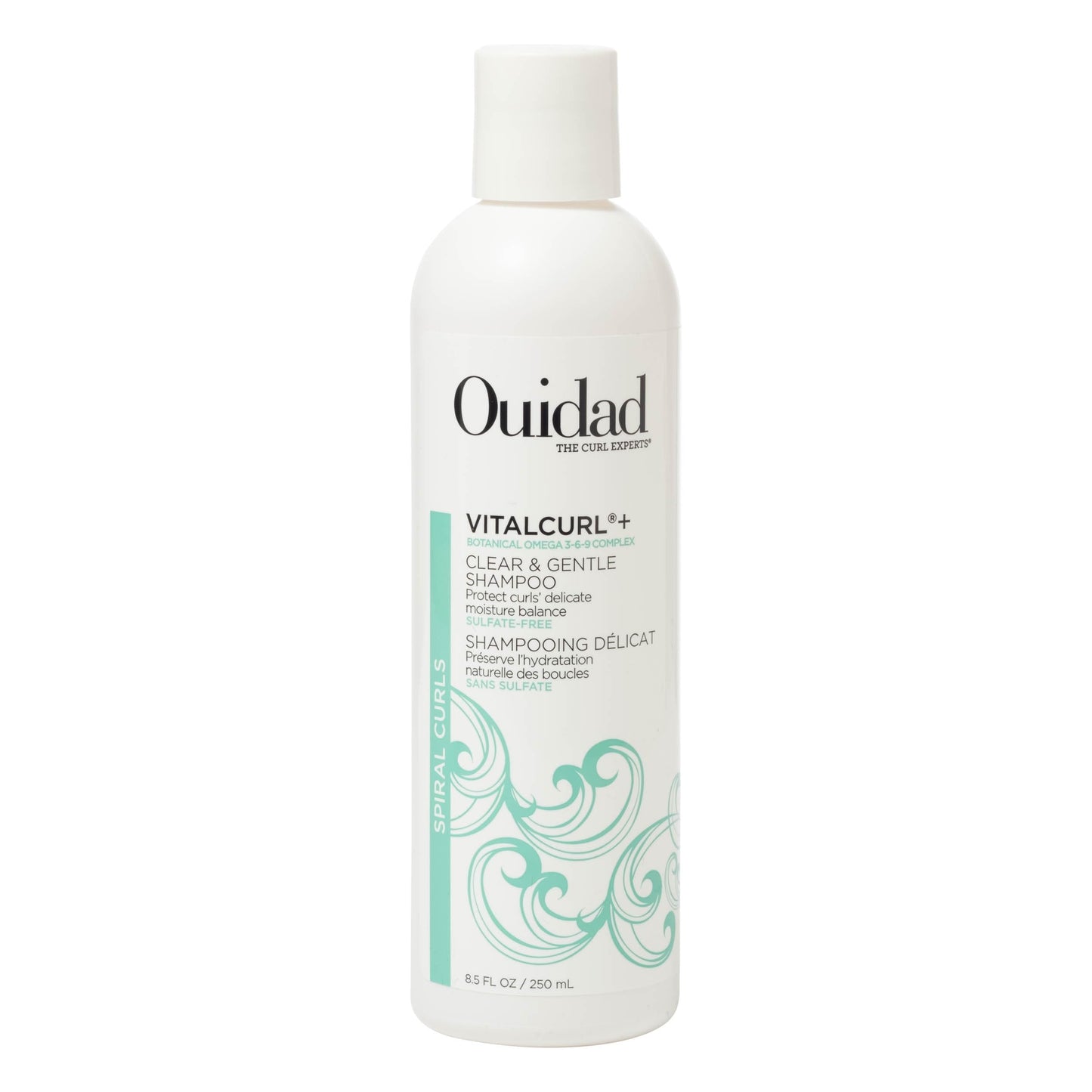 Ouidad VitalCurl+ Clear & Gentle Shampoo for Spiral Curls – Nourishing, Sulfate-Free Cleanser, Balances Curly Hair's pH to Retain Moisture, Elasticity, and Bounce, Silicone & Mineral Oil Free