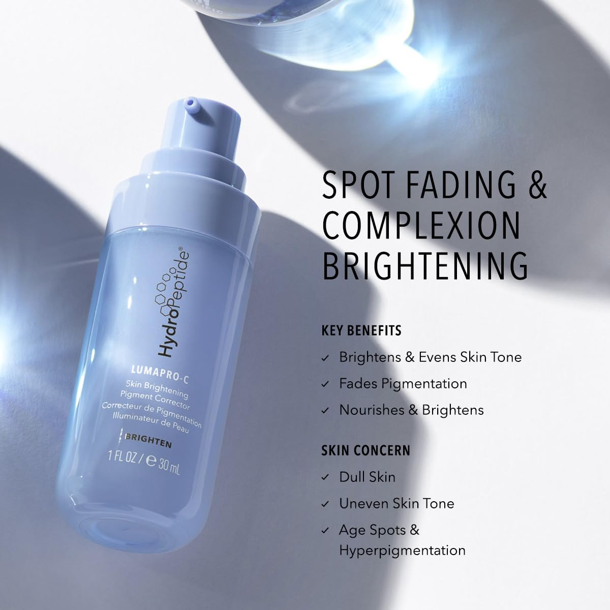 HydroPeptide LumaPro-C Face Serum, Peptide & Pigment Complexion Corrector, Nourish Skin, 1 Ounce