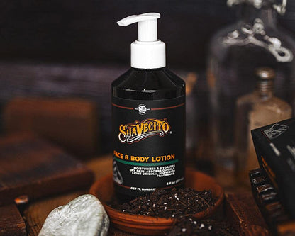 Suavecito Face & Body Lotion 8 oz. Pump Bottle - Original Scent, Skincare Lightweight Moisturizes Dry Skin, Hydrates, No Greasy Residue - Abrosbs Quickly