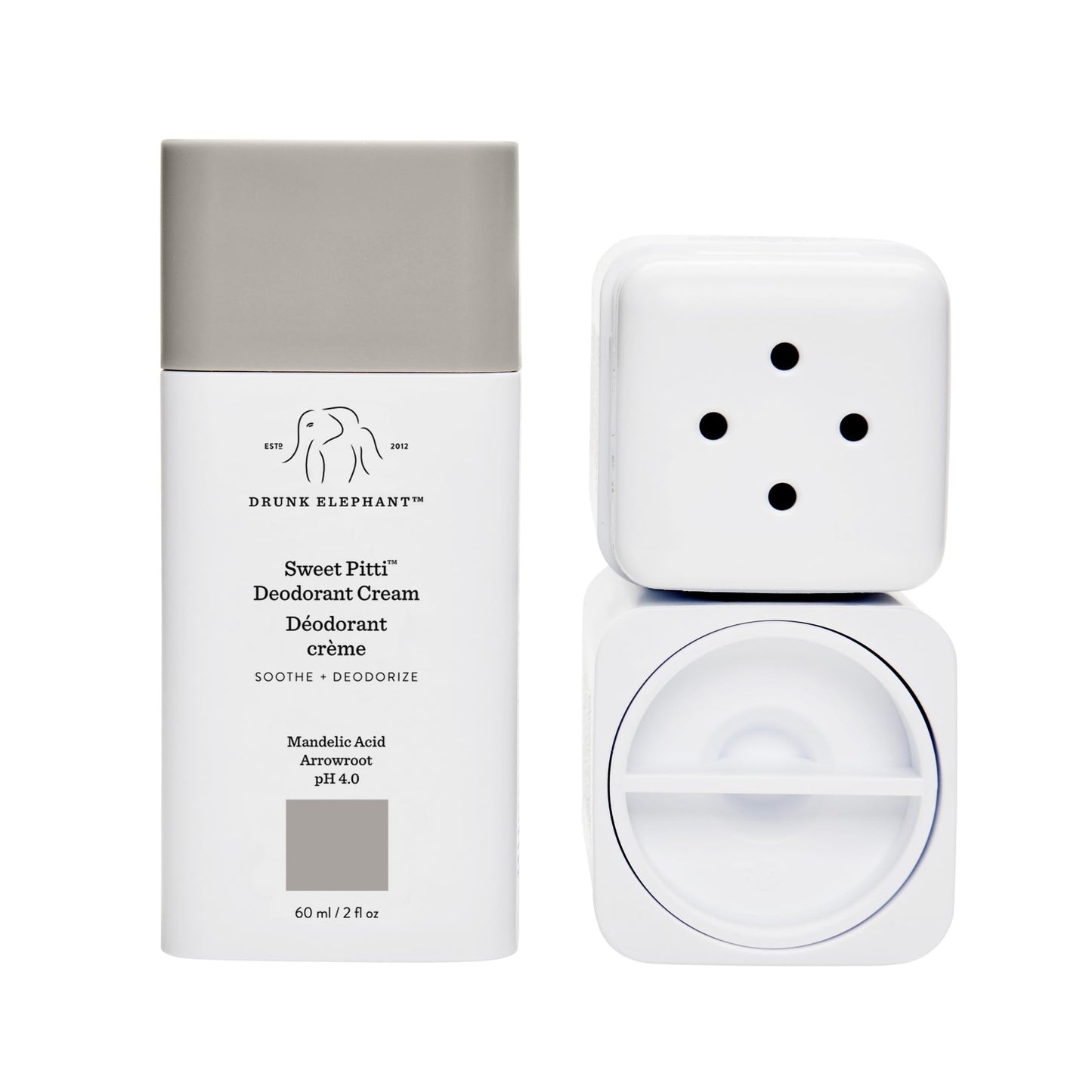 Drunk Elephant Sweet Pitti Deodorant Cream - 60 ml/2 fl oz - Baking Soda and Aluminum-Free - Clean Clinical Skincare - Cruelty-Free - Free of Essential Oils, Silicones, and Fragrance