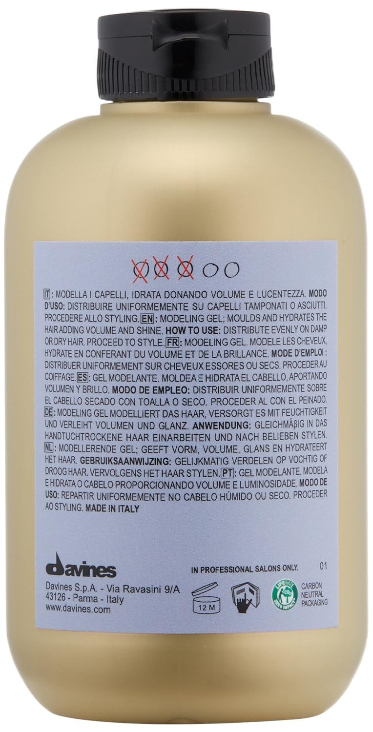 Davines This Is A Medium Hold Modeling Gel, Medium Hold Structure & Body - Adds Body & Elasticity to Defined Looks - No Flaking or Residue, 8.45 Fl Oz