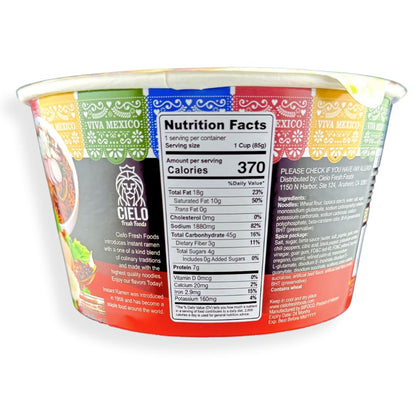 Birria Instant Ramen Noodle Soup, Authentic Mexican BirriaSopa, No Trans Fat, 9g Protein, Ready to Eat 3 Minute Meal, 6-Pack of 2.82oz Spicy Ramen Bowls
