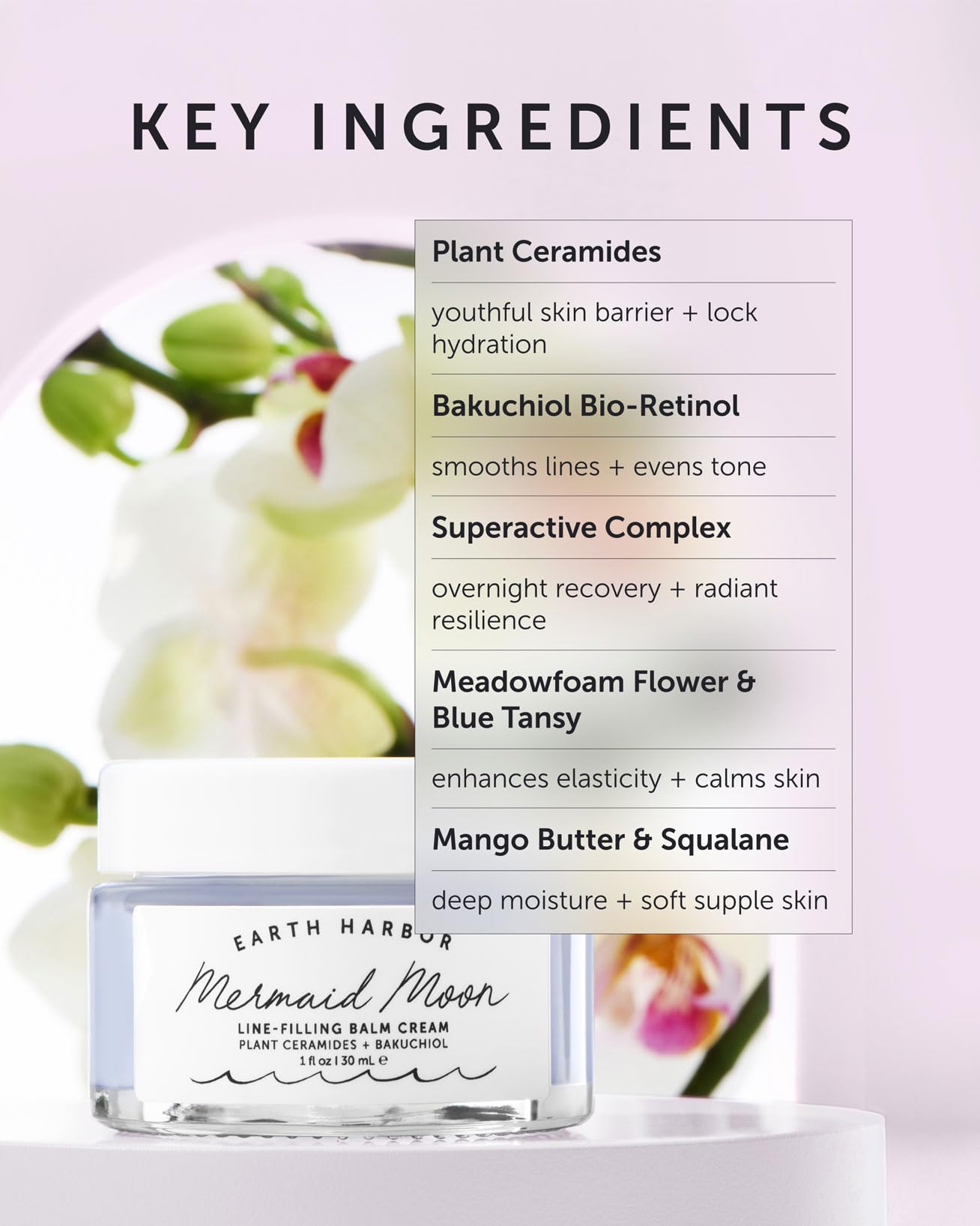 Earth Harbor Mermaid Moon Line-Filling Balm Cream - Vegan Night Treatment for Wrinkles and Hydration, with 20+ Actives - Deeply Restores and Nourishes Skin