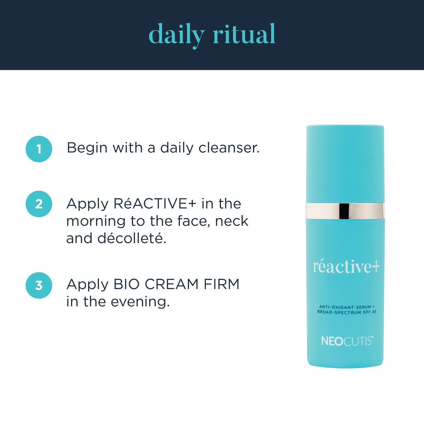 NEOCUTIS RéACTIVE+ Vitamin C & E Antioxidant Serum with Broad‑Spectrum SPF 45 – Protects & Revitalizes Skin – Reduces Fine Lines & Redness – 1 fl. oz.