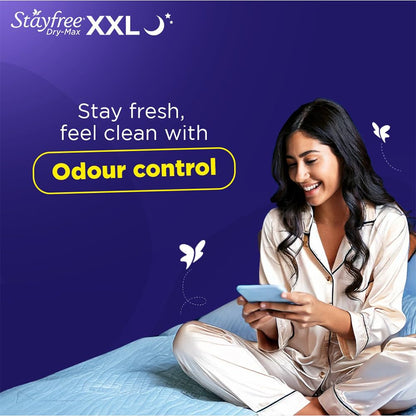 Stayfree Dry Max All Night XL Dry Cover Sanitary Pads For Women With Wings, 28 Pads