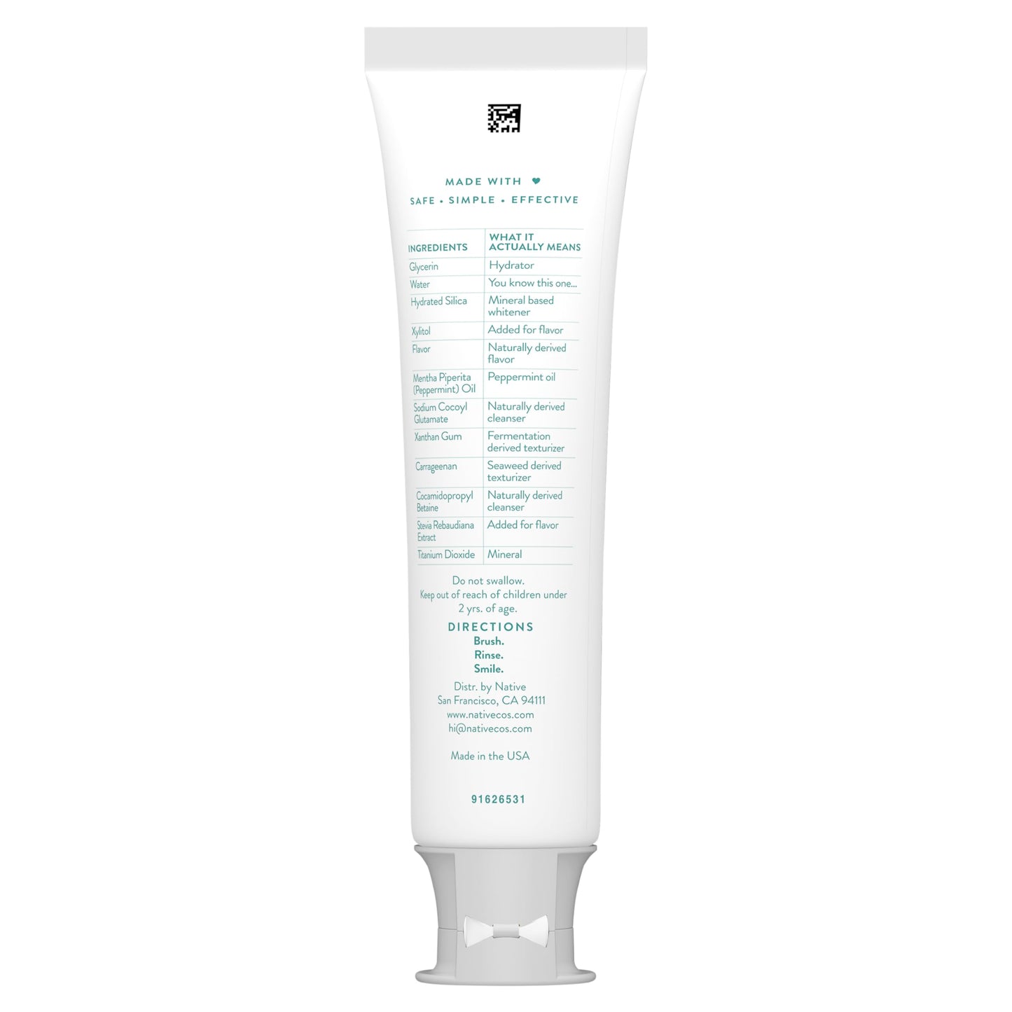 Native Fluoride Free Toothpaste, Whitening - for Adult, Kids 2+ Oral Care - Wild Mint & Peppermint Oil Flavor, 4.1oz (Pack of 3)