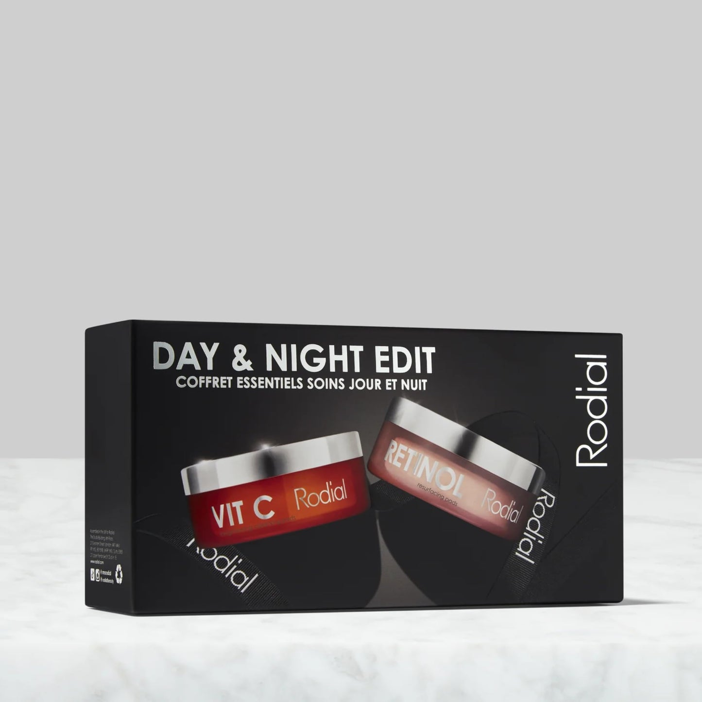 Rodial Day Night Edit - Vit C Pads (20 pads) + Retinol Resurfacing Pads (20 pads) | Retexturising, Smoothing and Illuminating Skincare Kit