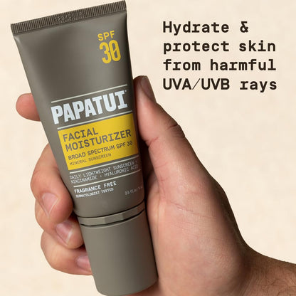 PAPATUI by Dwayne Johnson Hydrating Men's Face Moisturizer with SPF 30 | Unscented | Broad Spectrum Sun Protection | Lightweight Hydration | 2.5 fl oz (Pack of 2)