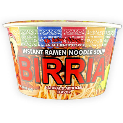 Birria Instant Ramen Noodle Soup, Authentic Mexican BirriaSopa, No Trans Fat, 9g Protein, Ready to Eat 3 Minute Meal, 6-Pack of 2.82oz Spicy Ramen Bowls