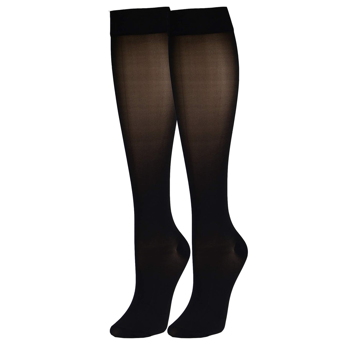 NuVein Sheer Compression Stockings, 30-40 mmHg Support, Knee Length, Closed Toe, 20 Denier, Black, X-Large