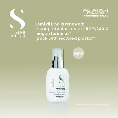 ALFAPARF MILANO Semi di Lino Diamond Extraordinary All-in-1 Leave-In Fluid with Thermal Protection - Detangles, Protects, Softens, Smooths, Controls, Seals Cuticles - Vegan Formula - 4.23 fl. oz.