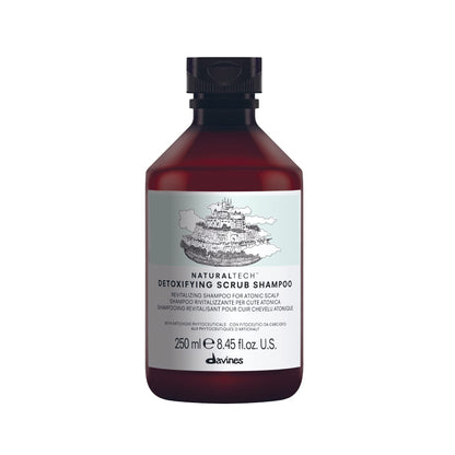 Davines Naturaltech Detoxifying Scrub Shampoo, Revitalizing & Deep Cleansing for Atonic Scalp & Pollutants - With Artichoke Phytoceuticals - Removes Buildup & Exfoliates, 8.45 Fl Oz