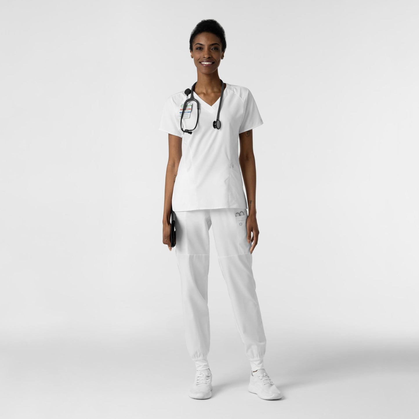 Women's Comfort Waist Cargo Jogger Scrub Pant, White, 3X PET