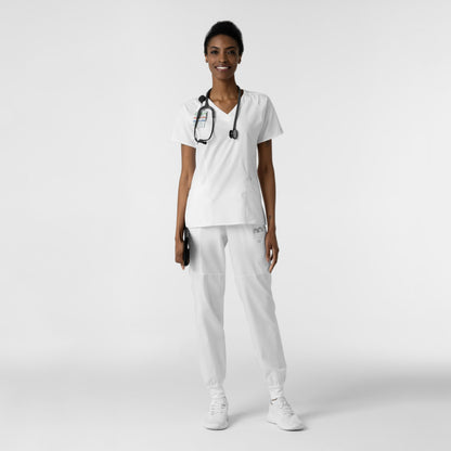 Women's Comfort Waist Cargo Jogger Scrub Pant, White, 3X PET