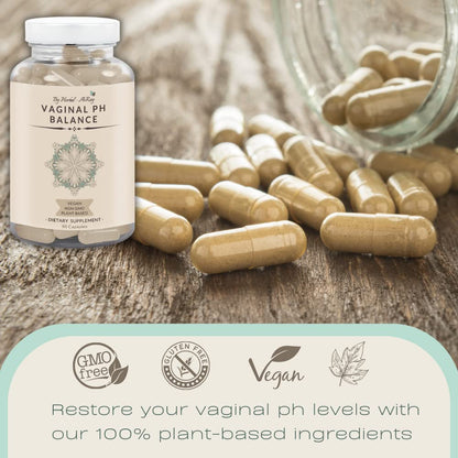 Natural Vaginal PH Balance for Women Pills – Supports Vaginal Health for Fresh & Happy Vagina – Plant-Based Vaginial PH Products – 90 Veggie Feminine Capsules