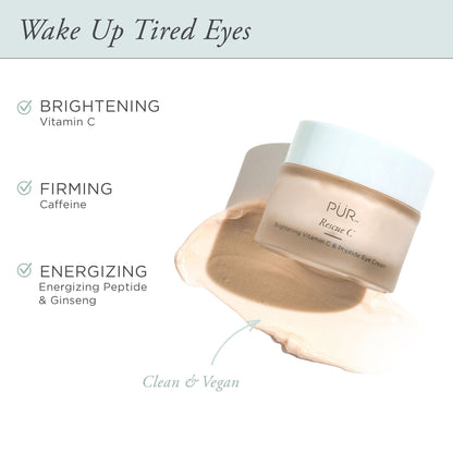 PÜR MINERALS Rescue C Brightening Vitamin C & Peptide Eye Cream, Vitamin C, Caffeine, Peptide, 0.5 oz