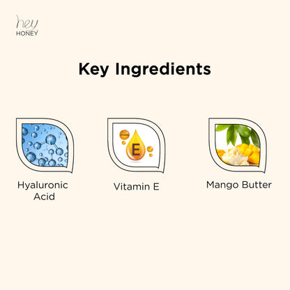 Hey Honey Skin Care Mango & Honey Water-Free Body Lotion - Hyaluronic Acid, Ceramides & Barrier Repair for Hands, Elbows & Dry Sensitive Skin | 24-Hr Hydration, Fruit Enzymes, Cruelty-Free | 6.7 oz