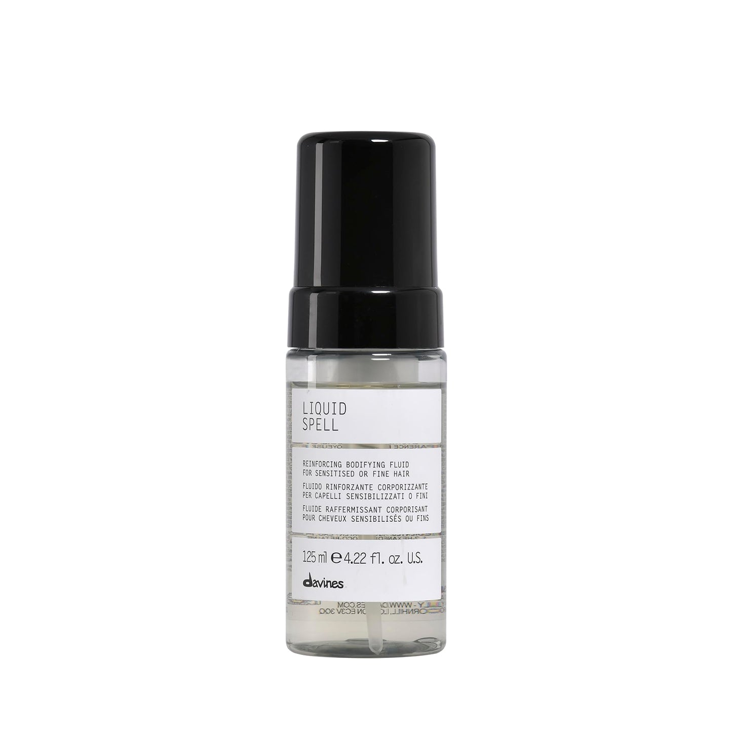 Davines Liquid Spell Reinforcing Bodifying Fluid, Liquid-to-Foam Volumizing Treatment for Fine or Sensitized Hair - Thickens & Strengthens Structure with Heat Protection - Weightless, 4.23 Fl Oz