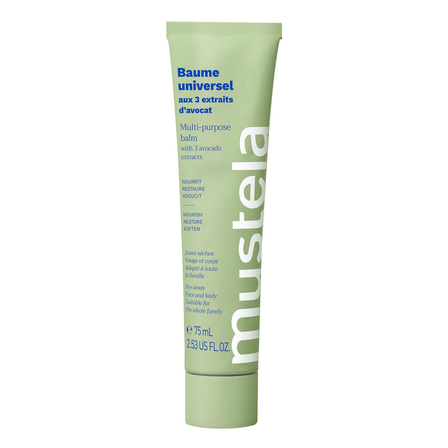 Mustela Multi-purpose Balm with 3 Avocado Extracts - Natural Cream Moisturizer for Face, Lip, Hand, Body & Dry Areas - For Baby, Kid & Adult - EWG Verified, Fragrance-Free & Vegan - 2.53 fl. oz.
