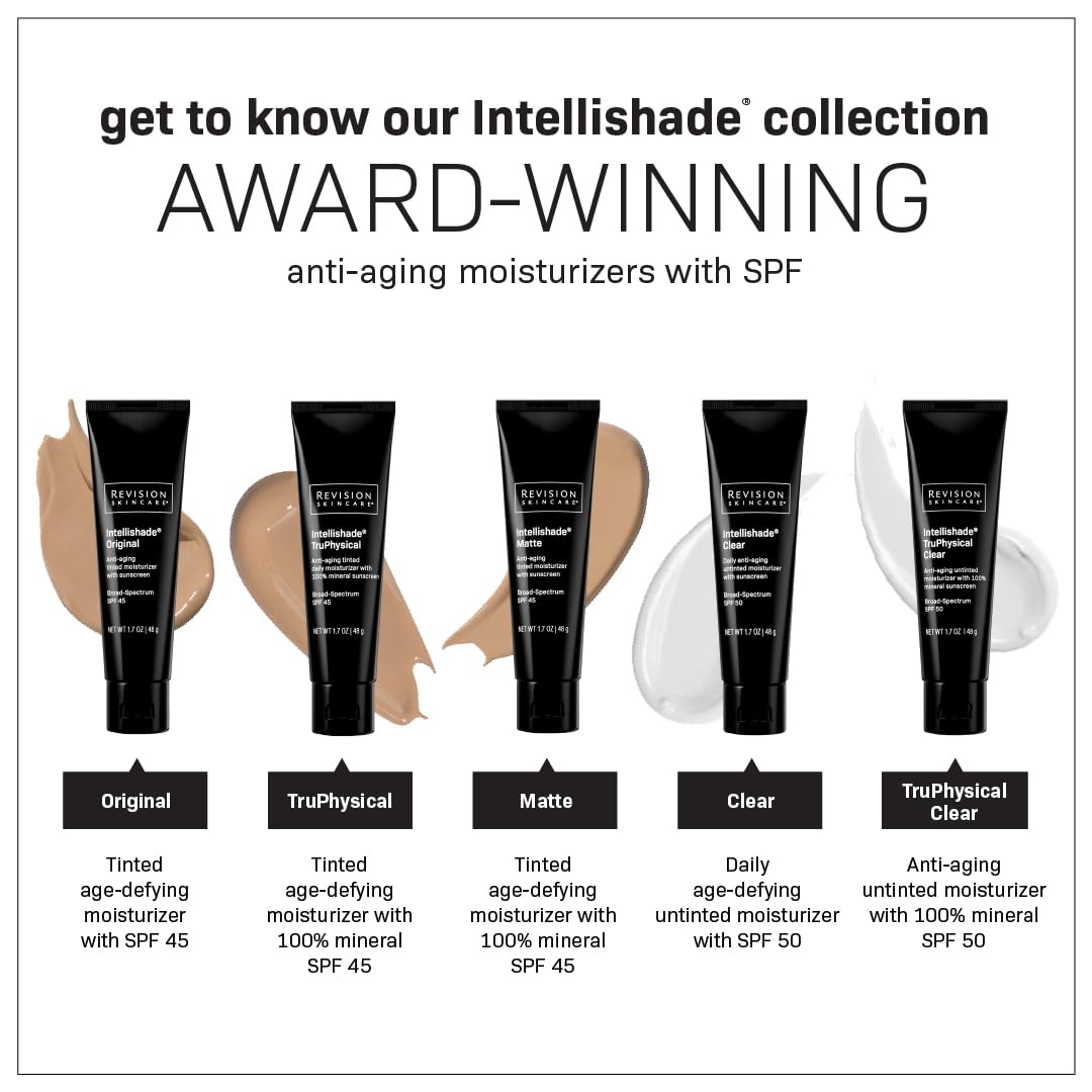 Revision Skincare Intellishade® Clear SPF 50, Anti-Aging Sunscreen for Face, Oil-Free Daily Moisturizer with SPF, Peptides & Vitamin C, Invisible Hydrating Broad-Spectrum Sunscreen, 1.7 oz