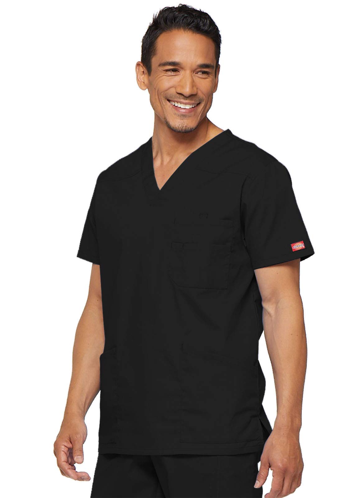 Dickies Mens V-Neck Scrub Top with 5 Pockets - Medical & Nursing Uniform Shirt, Side Vents - 81906