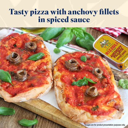 Rizzoli, Anchovies Fillets Spicy Sauce, 3.17 Ounce