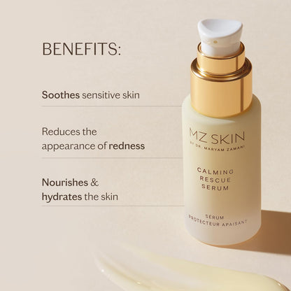 MZ SKIN Calming Rescue Serum 1.01fl oz | Prebiotic Soothing Serum for Sensitive, Redness-Prone Skin | Strengthens Barrier, Hydrates & Reduces Irritation