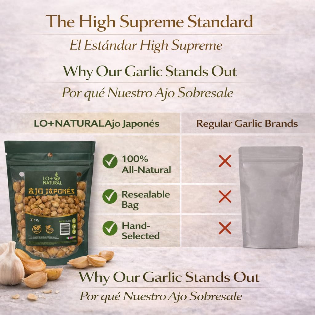Ajo Japones 3oz (Japanese Garlic) Premium Quality resalable Bag Keeps Garlic Always Fresh! Crafted By Nature100% All Natural