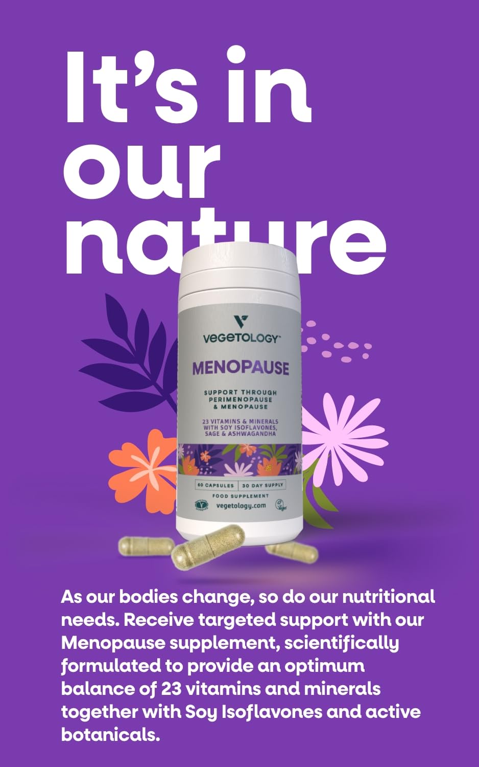 Vegan Menopause Supplements (60 Capsules) — Perimenopause and Menopause Vitamins — Women's Supplements — Perimenopause Supplements for Women — Food Supplement — Menopause Support