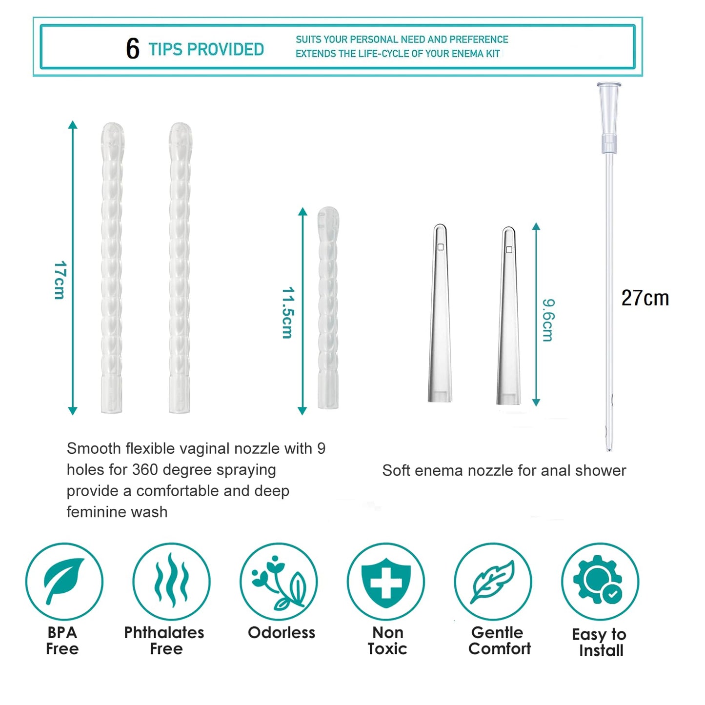 600ml Feminine Wash Enema Pump Bottle Kit 6Pcs Enema Nozzle Tips for Coffee Colon Cleansing Men Women, Anal Vaginal Douche Flush Spray Intimate Shower Irrigator Cleanser Enema Bucket Kit Hand Press