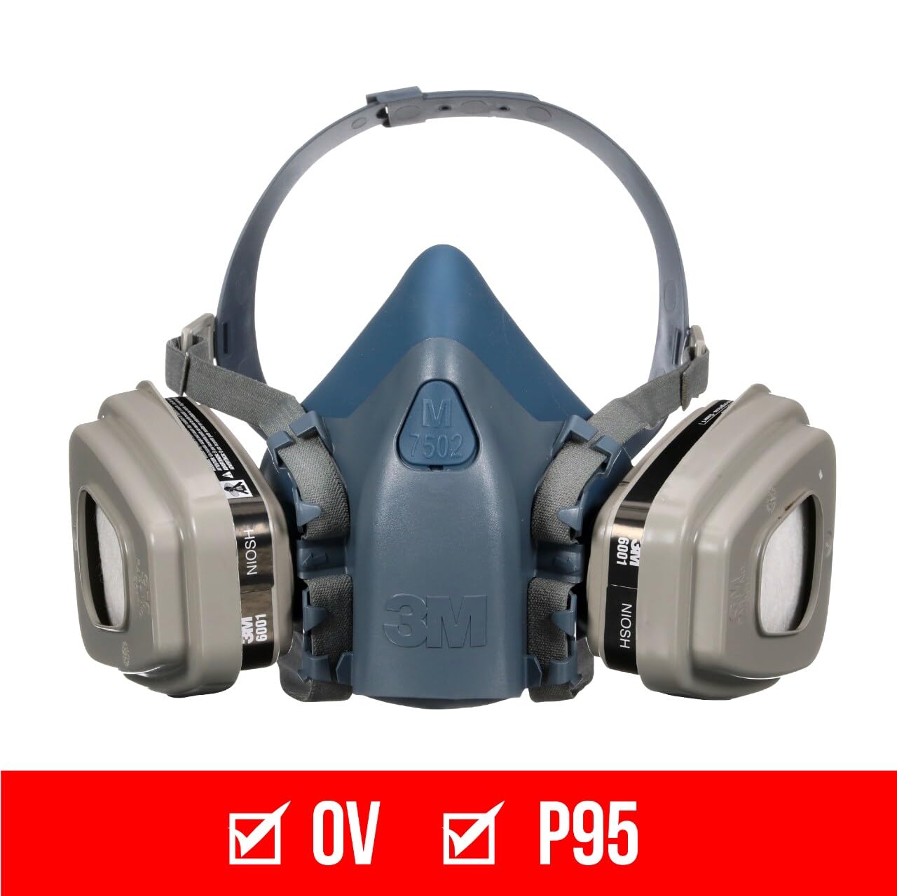 3M™ Advanced Comfort Reusable Respirator 7512P1-DC, OV/P95, Mdm, 1-Fcpc, 1-pr of 6001 Crtdgs, 2-prs 5P71 Fltrs, 1-pr 501 Rtnrs