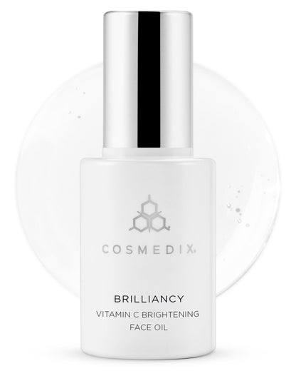 COSMEDIX Brilliancy Vitamin C Brightening Face Oil for Women & Men - Hydrating Facial Oil for Dark Spots & Uneven Skin Tone - Ultra-Nourishing Facial Skin Care Products, Moisturized & Natural Glow
