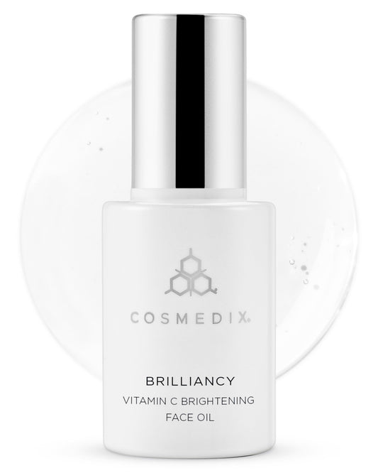COSMEDIX Brilliancy Vitamin C Brightening Face Oil for Women & Men - Hydrating Facial Oil for Dark Spots & Uneven Skin Tone - Ultra-Nourishing Facial Skin Care Products, Moisturized & Natural Glow
