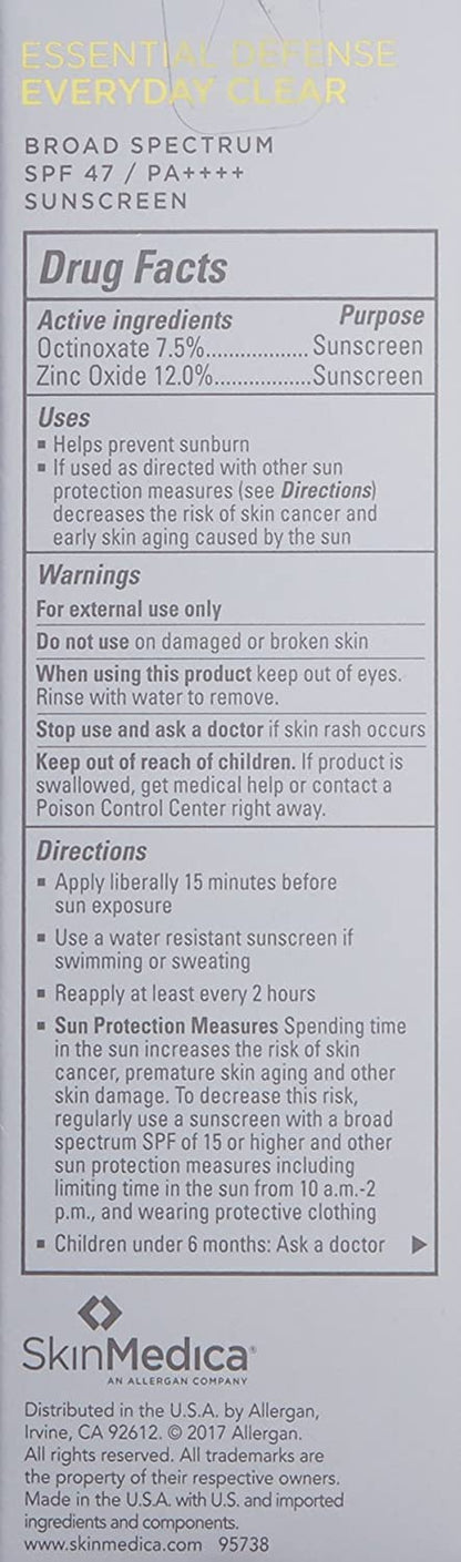 SkinMedica Essential Defense Mineral Shield SPF Sunscreen for Face. This Lightweight, Facial Sunscreen is Ideal for Oily and/or Combination Skin, 1.85 Oz