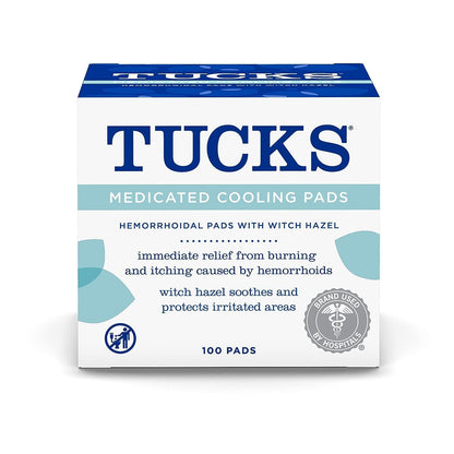 TUCKS Medicated Cooling Pads, 100 Count and Vagisil Anti-Itch Medicated Feminine Wipes, Maximum Strength, 12 Wipes