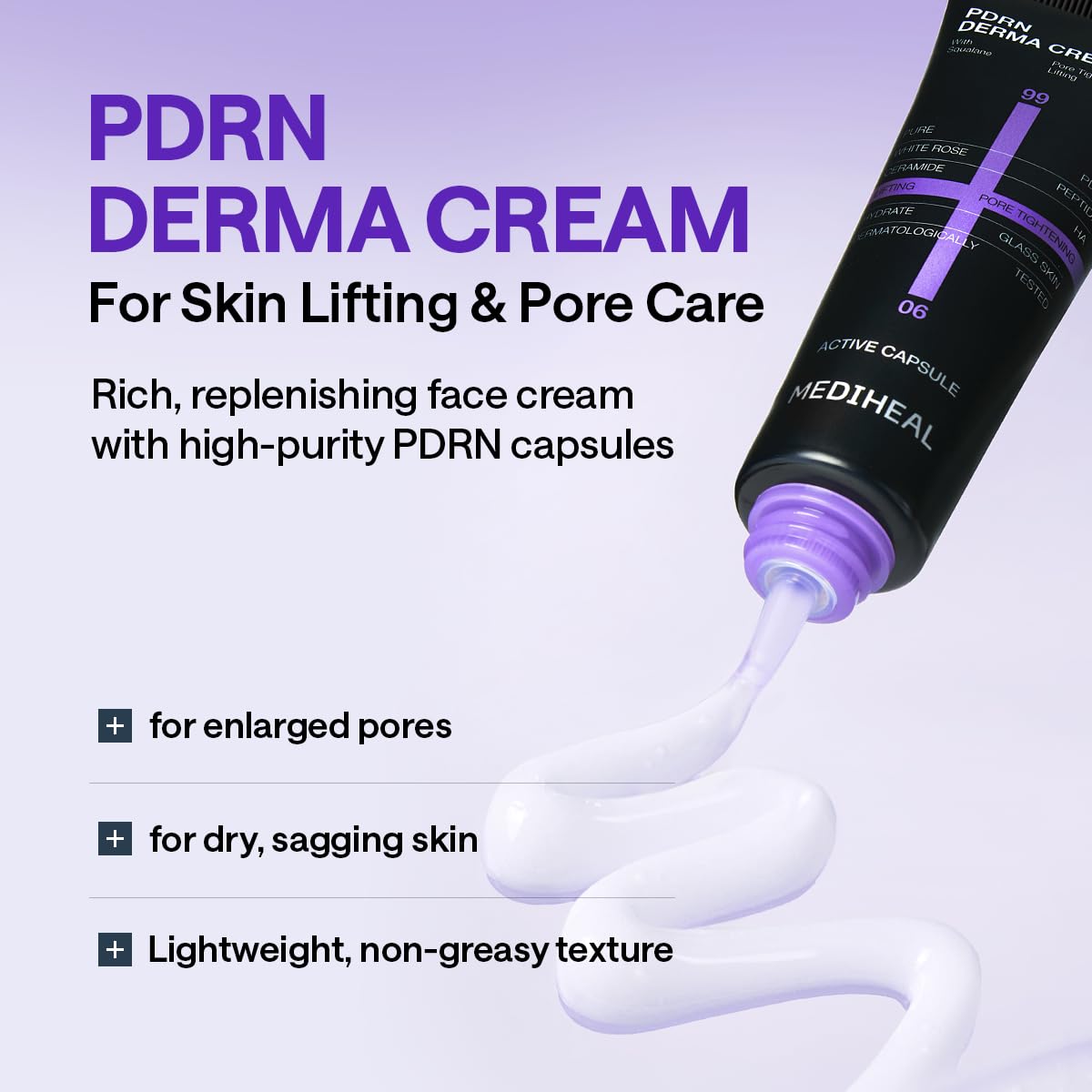 Mediheal Derma Cream - Pore Care Moisturizer with Niacinamide, Adenosine & Squalane - Skin Elasticity Support & Deep Hydration with Lightweight, Non-Greasy Texture (1.69 fl. oz.)
