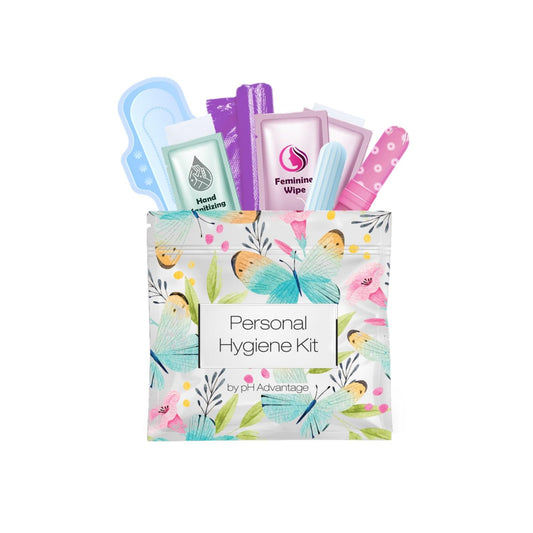 Menstrual Kit All-in-One | Convenience on The Go | Single Period Kit Pack for Travelling, Tweens & Teenagers | Individually Wrapped Feminine Hygiene Products (Butterflies)
