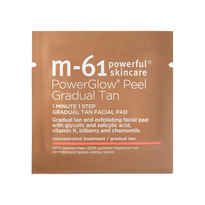 m-61 PowerGlow Peel Gradual Tan | Exfoliating Facial Peel, Build A Streak-Free Radiant Glow