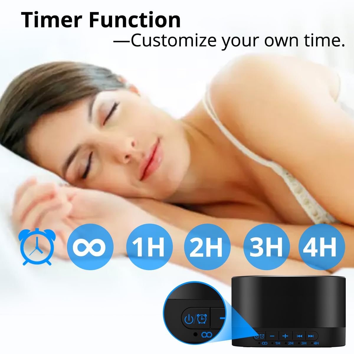 Magicteam White Noise Machine with 20 Non Looping Natural Soothing Sounds Memory Function 32 Levels of Volume Powered by AC or USB and Sleep Sound Timer Therapy for Baby Kids Adults Black