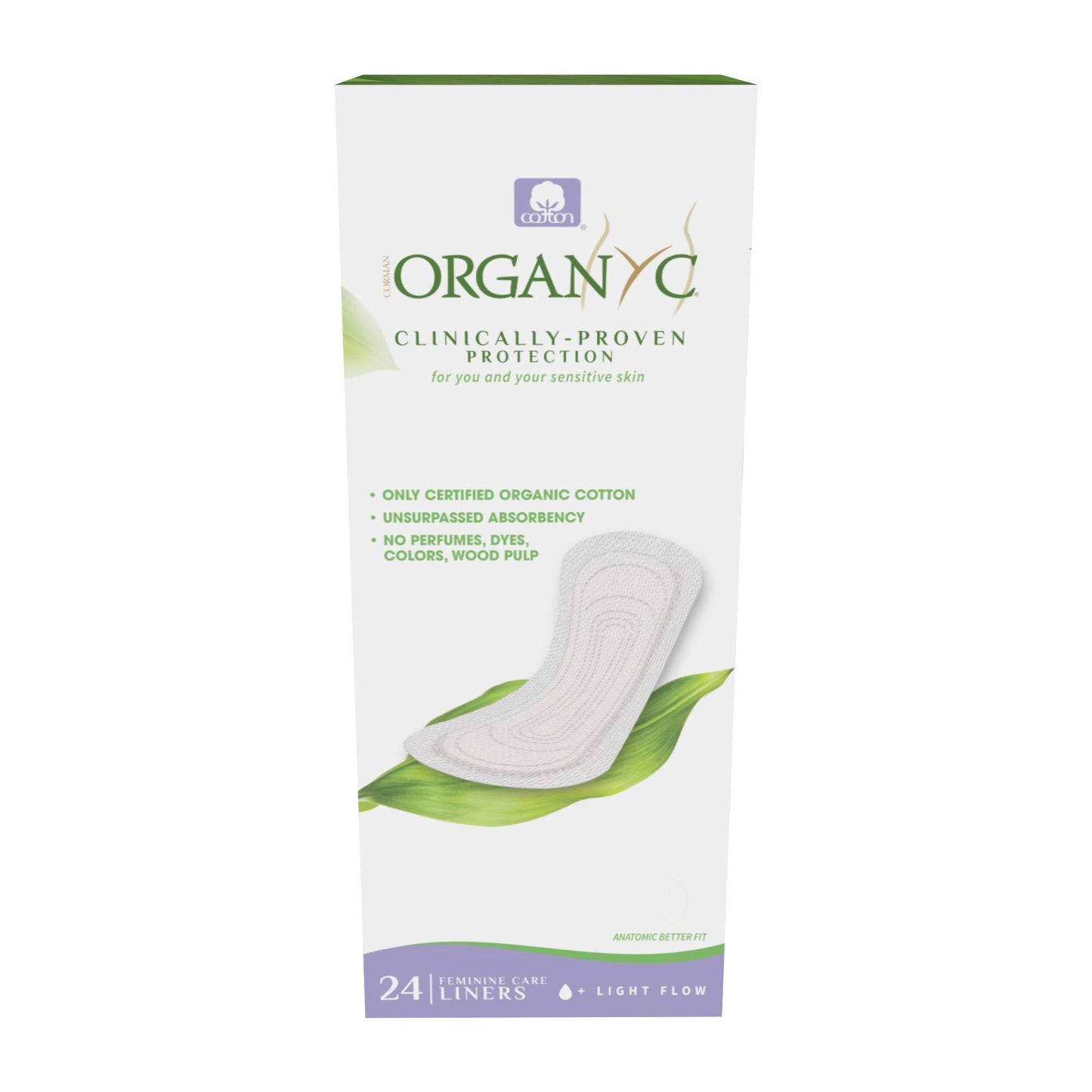 Organyc 100% Certified Organic Cotton Flat Panty Liner - Everyday Sanitary Pad, Free from Wood Pulp, Perfumes, SAP and Chemicals - Maxi Flow(20 Count)+ Light Flow(Flat) 24 Count
