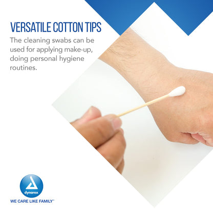 Dynarex 3-Inch Sterile Cotton Tipped Applicators - Single-Use Wooden Cotton Tip Applicators for Wound Care & Dressing, Hygiene, Make Up, Cleaning Tools, Jewelry - 2 per Pouch, 200 Pouches x 10 Boxes