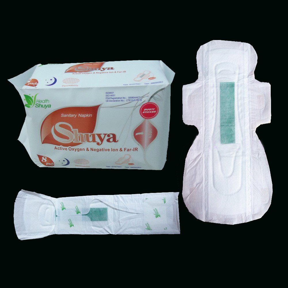 SHUYA Anion Ultral Long Overnight Pads for Woman with Wings,Postpartum Pads After Birth with Patented Negative ion Strip, Super Absorbency, Size 330mm-Scented (Pack of 2, 16)