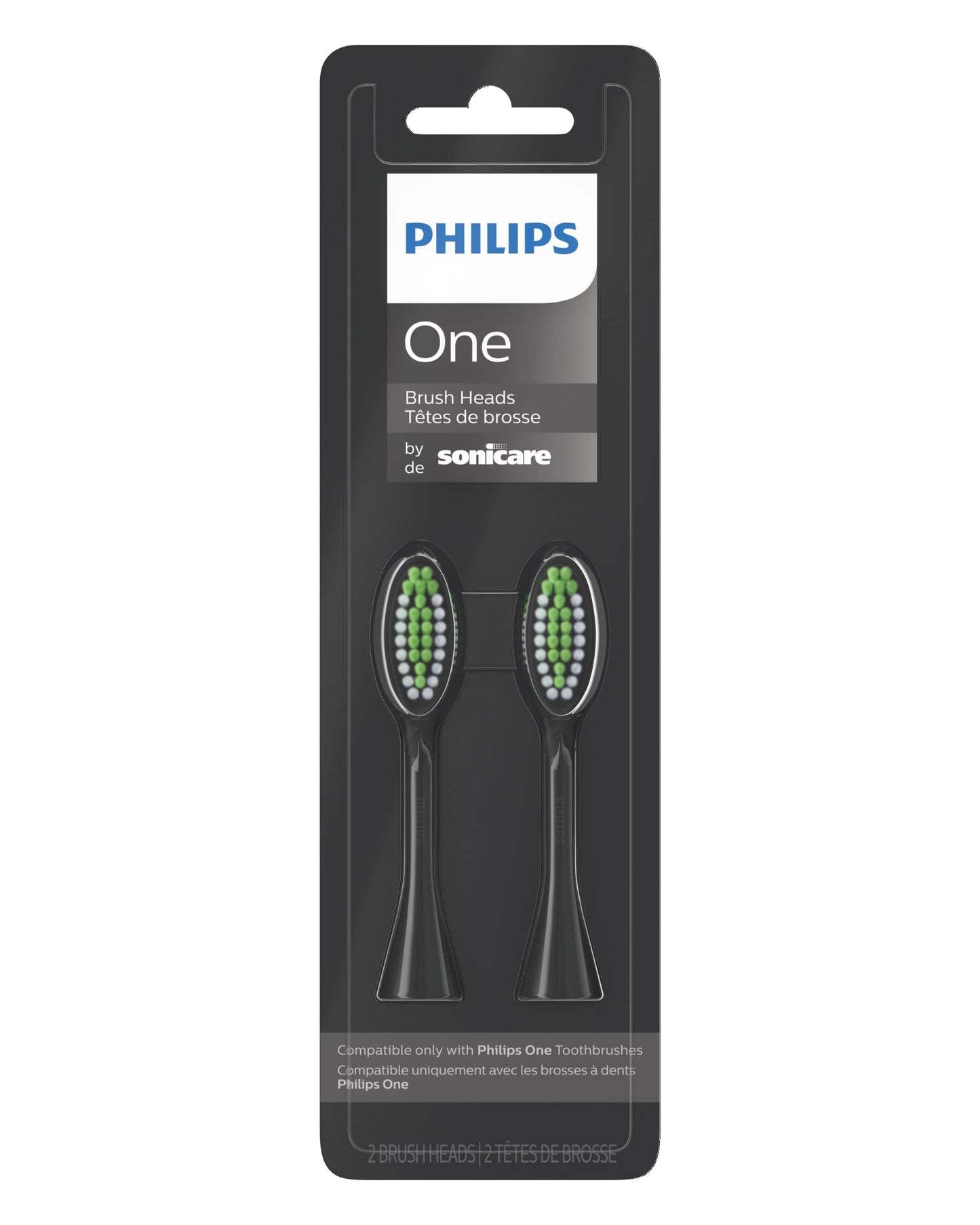 Philips One by Sonicare 2pk Brush Heads, Black BH1022/06