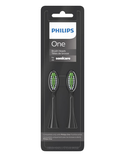 Philips One by Sonicare 2pk Brush Heads, Black BH1022/06