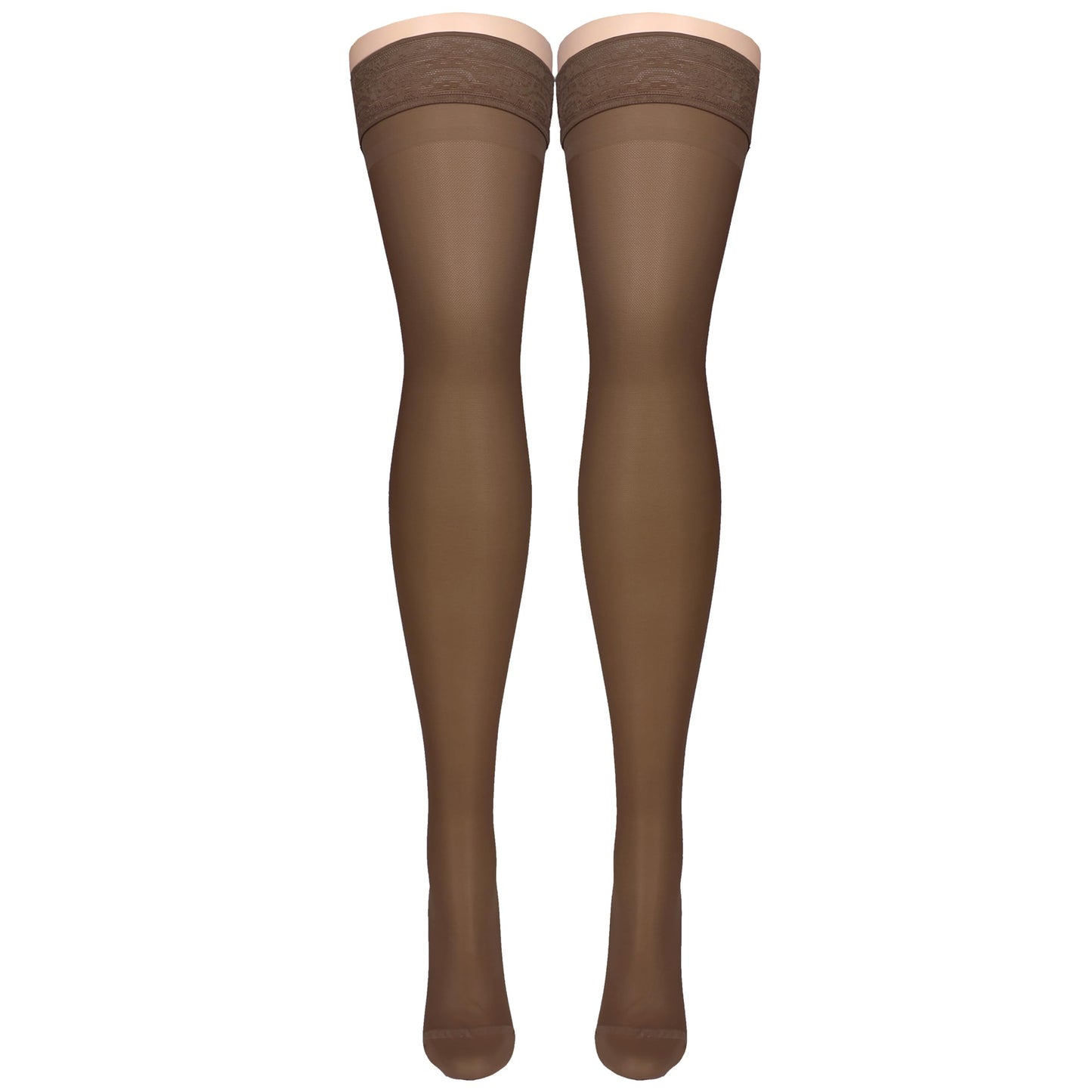 Truform Sheer Compression Stockings, 15-20 mmHg, Women's Thigh High Length, 20 Denier, Espresso, X-Large