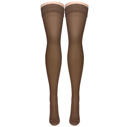 Truform Sheer Compression Stockings, 15-20 mmHg, Women's Thigh High Length, 20 Denier, Espresso, X-Large