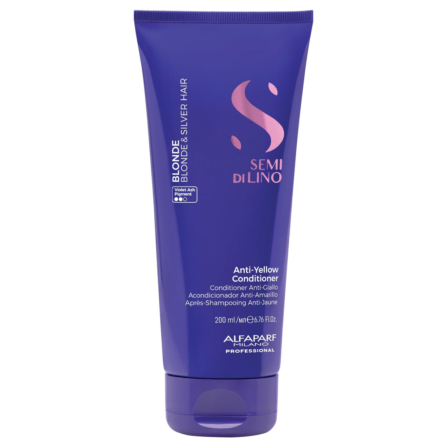 ALFAPARF MILANO Semi di Lino Color Depositing Purple Conditioner - Removes Yellow & Brassy Tones for Blonde, Platinum, Highlighted, Gray, & Silver Hair - Brightens, Moisturizes, Adds Shine