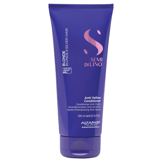 ALFAPARF MILANO Semi di Lino Color Depositing Purple Conditioner - Removes Yellow & Brassy Tones for Blonde, Platinum, Highlighted, Gray, & Silver Hair - Brightens, Moisturizes, Adds Shine
